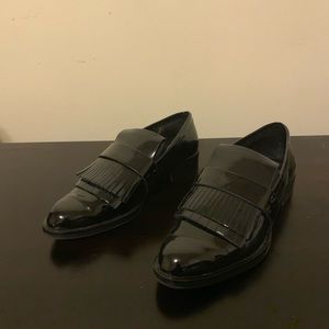 Zara Black Patent Leather Loafers